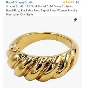 18K Gold Plated Gold Dome Croissant Ring size 6